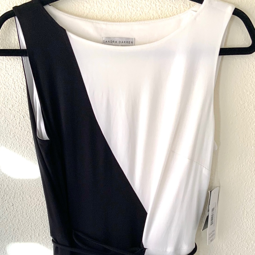 NEW! Sandra Darren Maxi Dress Black and White Size Small
